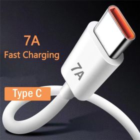 7A 100W Type C USB Cable Super-Fast Charge Cable For Huawei Mate 40 30 Xiaomi Samsung Fast Charging USB Charger Cables Data Cord ; Good Quality And Du (Color: White, size: 0.25m)