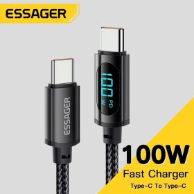 Essager 100W USB Type C To USB C Cable Display 5A Fast Charging USB C Data Cord For Huawei Samsung S22 Poco F3 Laptop IPad (Items: 100W C To C, size: 2m-79inch)