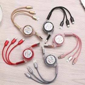 3-in-1 Multifunctional USB Charger Cable Micro USB Type C Charging Cable; Retractable Roller Structure Design For Phone Android Smartphone Connector (Color: Red, size: 100CM/3.28ft)